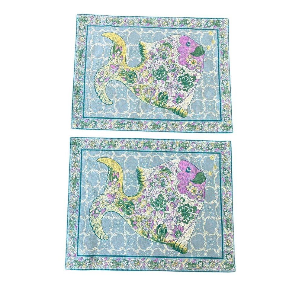 April Cornell For Now Designs Set Of 2 Fish Themed Placemats